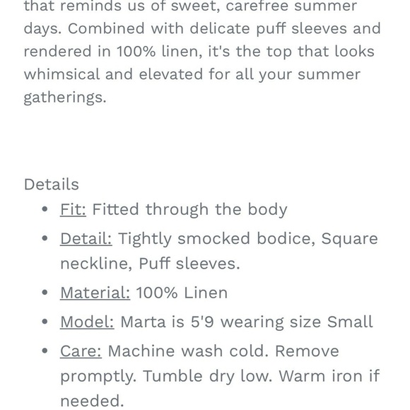 NEW Faherty Women’s Frankie Puff Sleeve Smocked Top White - Picture 7 of 7